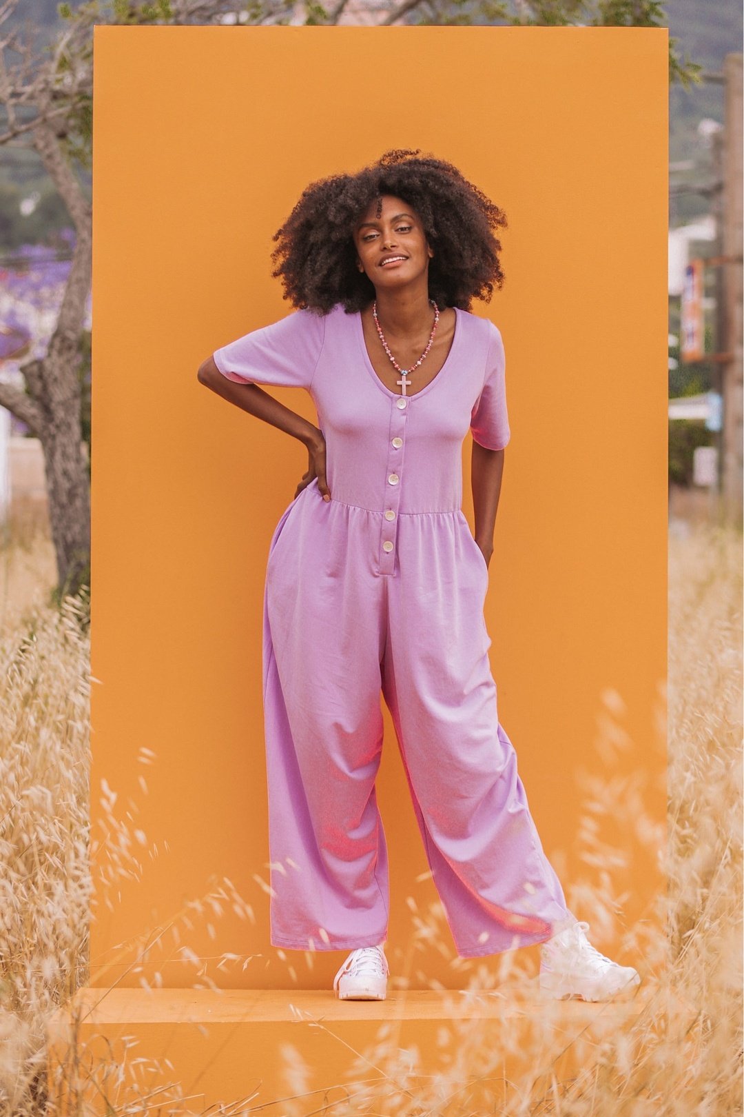 SUZY SLOUCHY Jersey Jumpsuit Lavender OOTO CLOTHING