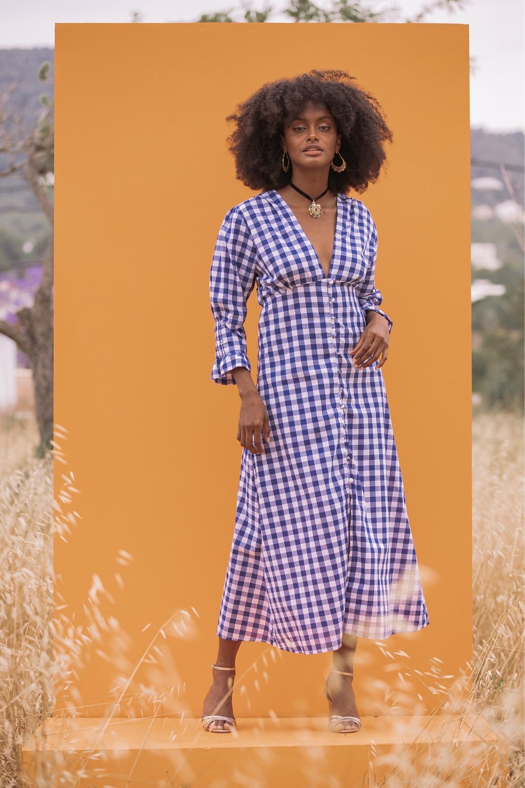MABEL Cotton Dress - Blue Gingham – OOTO CLOTHING