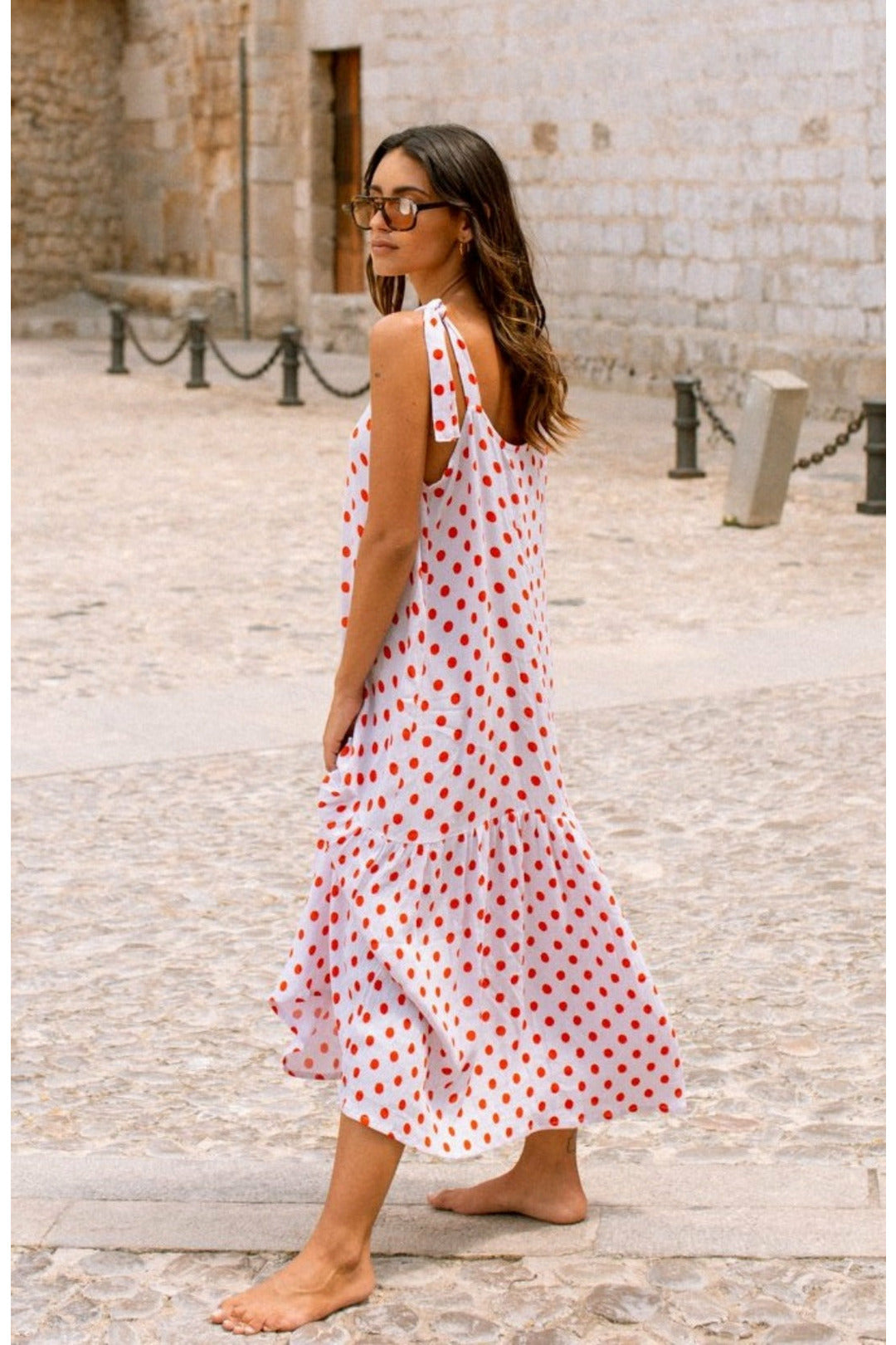 Polka dot midi slip dress best sale