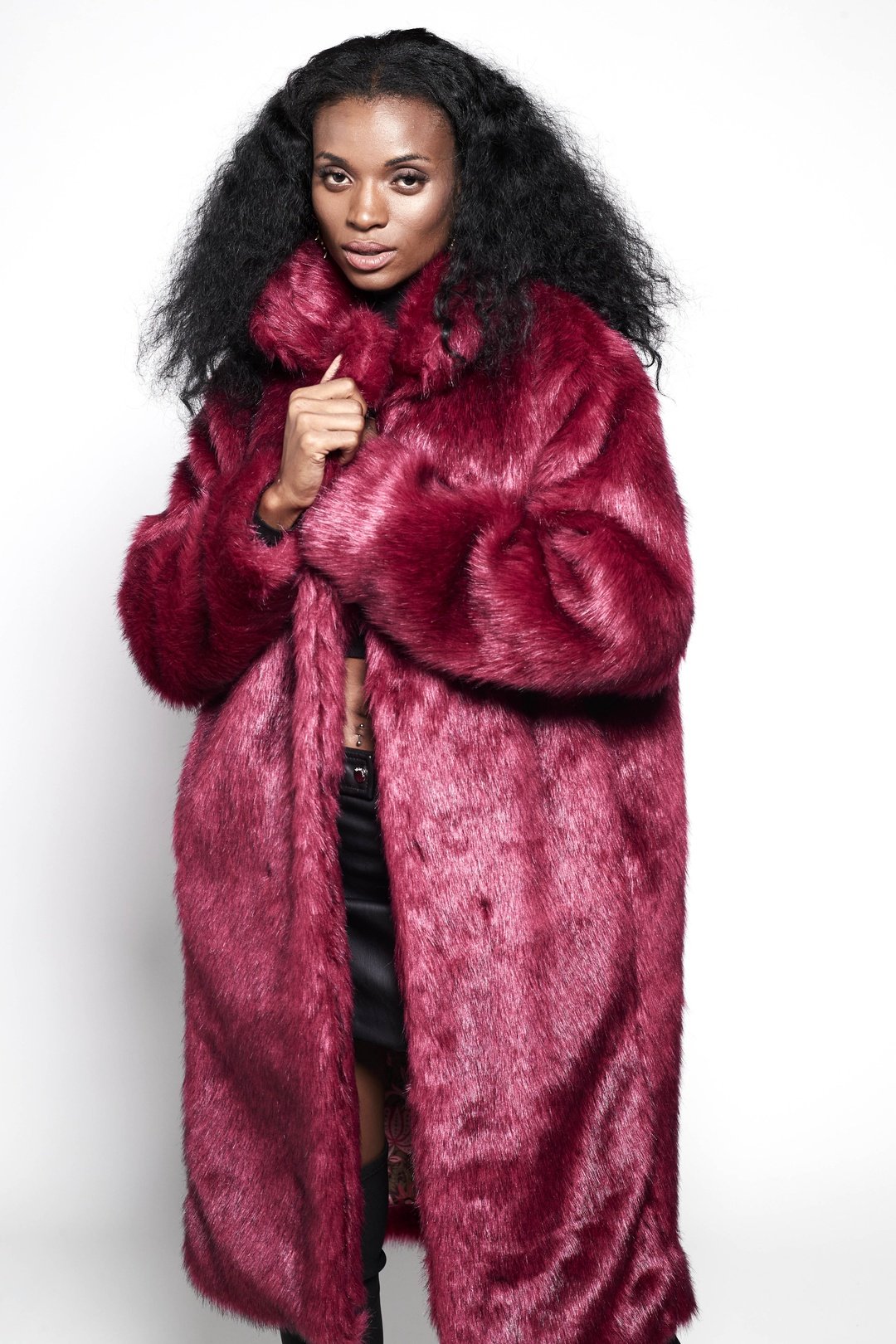 BUFFY Faux Fur Coat in Ruby Red – OOTO CLOTHING
